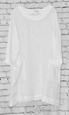 GRIZAS White Linen Long Sleeve Summer Shift A-Line Beach Dress Size L